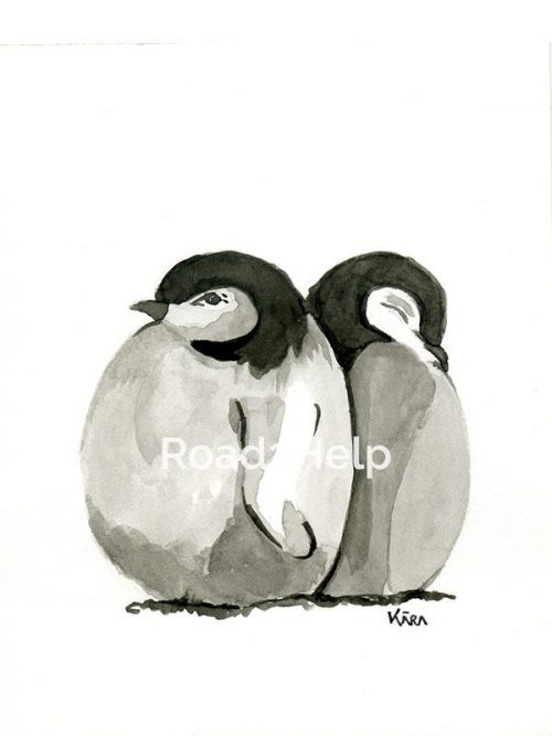 Acuarela pingüinos