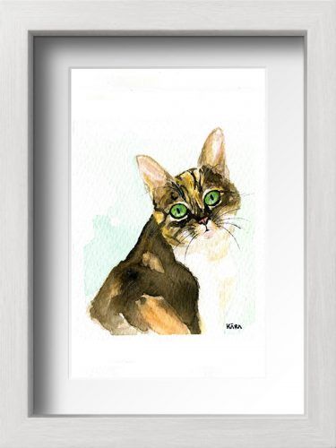 Acuarela gato con marco