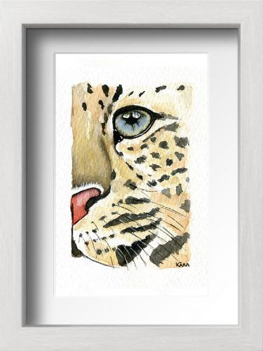 Acuarela Leonor la leoparda con marco