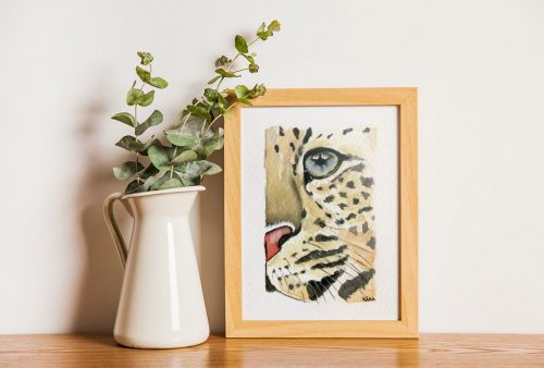 Acuarela leopardo con marco