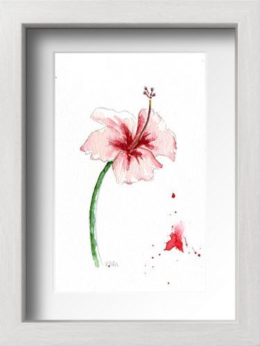 Acuarela flor de hibiscus