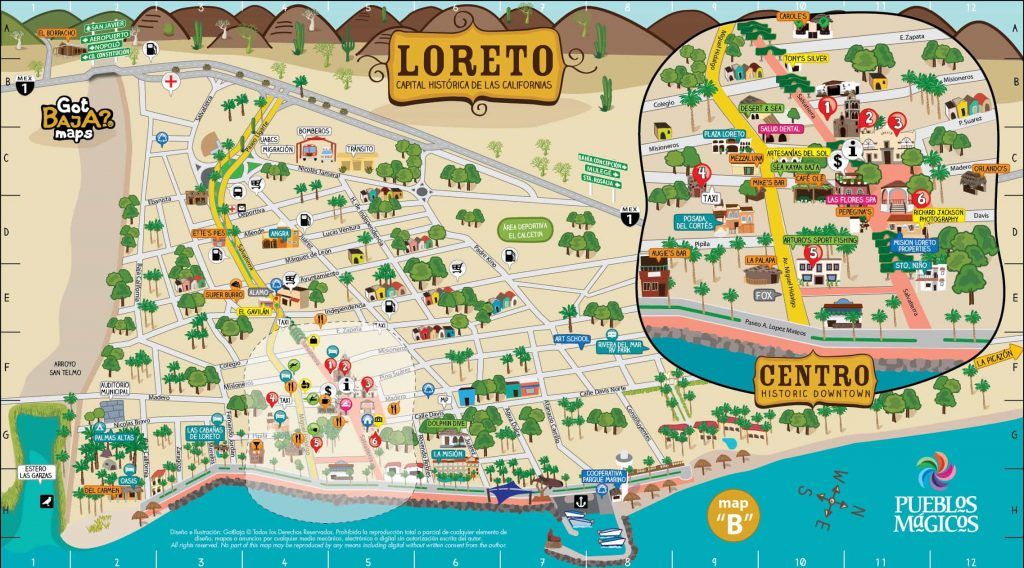 Mapa de Loreto. © GotBaja? Maps. www.gotbaja.mx