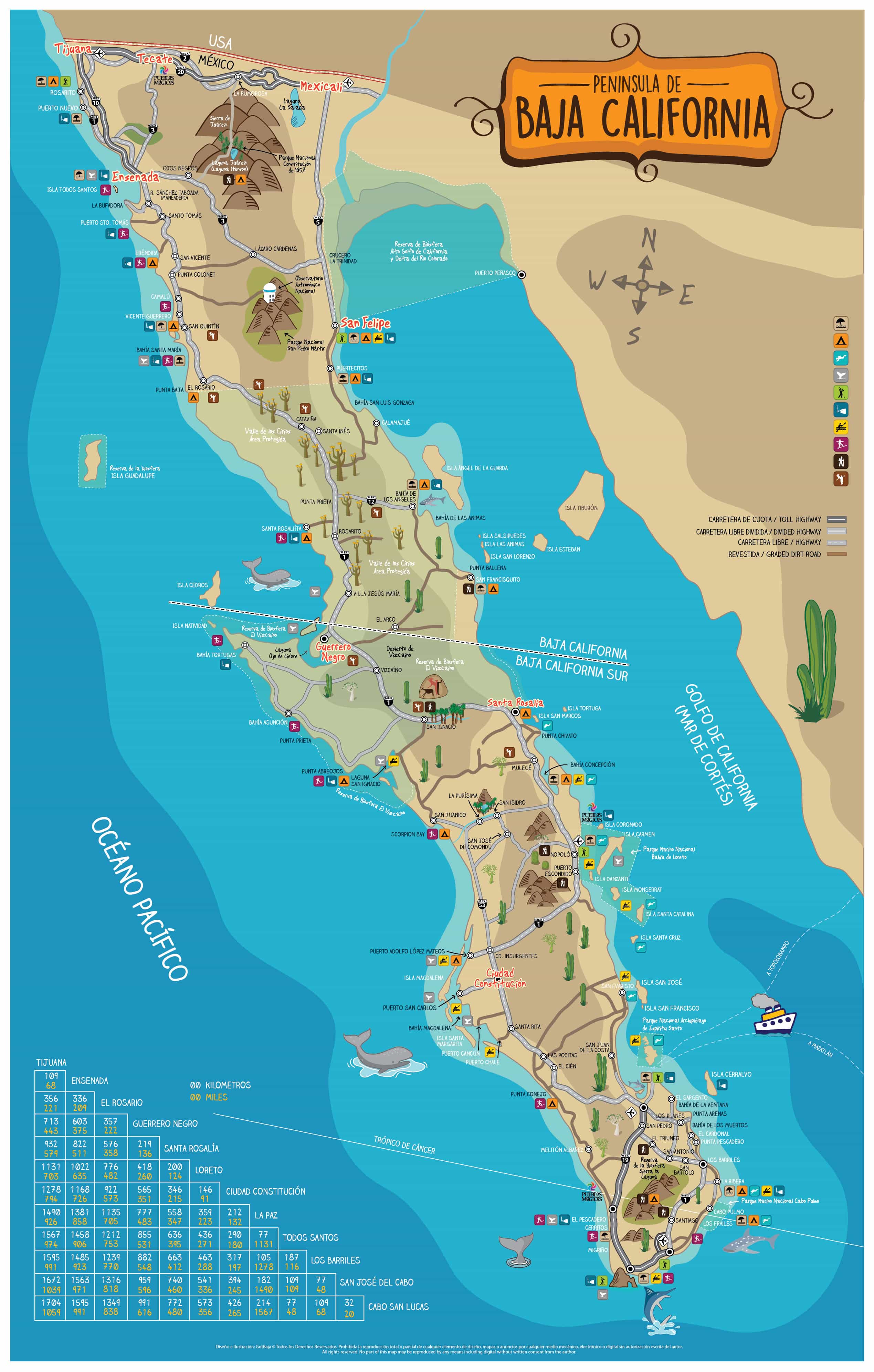 map of baja california